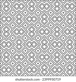 Figures from lines.Black pattern on white wallpaper for web page, textures, card, poster, fabric, textile. Abstract background.Repeating background image.White texture. Lines form shapes.