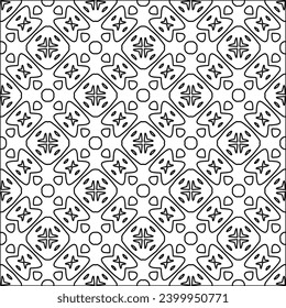 Figures from lines.Black pattern on white wallpaper for web page, textures, card, poster, fabric, textile. Abstract background.Repeating background image.White texture. Lines form shapes.
