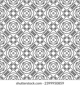 Figures from lines.Black pattern on white wallpaper for web page, textures, card, poster, fabric, textile. Abstract background.Repeating background image.White texture. Lines form shapes.
