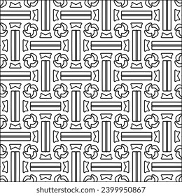Figures from lines.Black pattern on white wallpaper for web page, textures, card, poster, fabric, textile. Abstract background.Repeating background image.White texture. Lines form shapes.