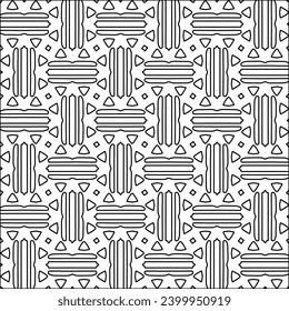 Figures from lines.Black pattern on white wallpaper for web page, textures, card, poster, fabric, textile. Abstract background.Repeating background image.White texture. Lines form shapes.
