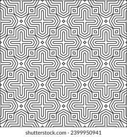 Figures from lines.Black pattern on white wallpaper for web page, textures, card, poster, fabric, textile. Abstract background.Repeating background image.White texture. Lines form shapes.
