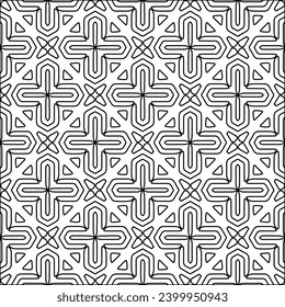 Figures from lines.Black pattern on white wallpaper for web page, textures, card, poster, fabric, textile. Abstract background.Repeating background image.White texture. Lines form shapes.
