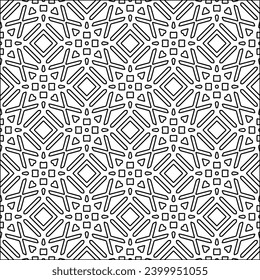 Figures from lines.Black pattern on white wallpaper for web page, textures, card, poster, fabric, textile. Abstract background.Repeating background image.White texture. Lines form shapes.
