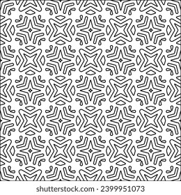 Figures from lines.Black pattern on white wallpaper for web page, textures, card, poster, fabric, textile. Abstract background.Repeating background image.White texture. Lines form shapes.
