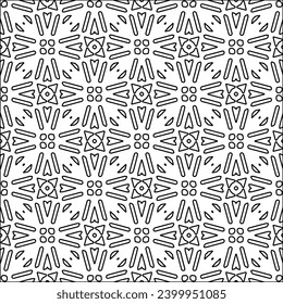 Figures from lines.Black pattern on white wallpaper for web page, textures, card, poster, fabric, textile. Abstract background.Repeating background image.White texture. Lines form shapes.
