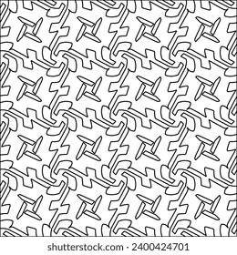 Figures from lines.Black pattern on white wallpaper for web page, textures, card, poster, fabric, textile. Abstract background.Repeating background image.White texture. Lines form shapes.