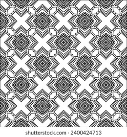 Figuren aus Linien.Schwarzes Muster auf weißem Bildschirmhintergrund für Webseiten, Texturen, Karte, Poster, Stoff, Textilien. Abstrakter Hintergrund.Wiederholtes Hintergrundbild.Weiße Textur. Linien formen Formen.