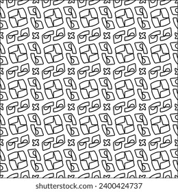 Figures from lines.Black pattern on white wallpaper for web page, textures, card, poster, fabric, textile. Abstract background.Repeating background image.White texture. Lines form shapes.