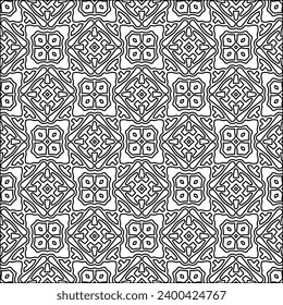 Figures from lines.Black pattern on white wallpaper for web page, textures, card, poster, fabric, textile. Abstract background.Repeating background image.White texture. Lines form shapes.