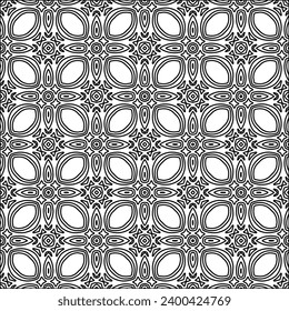 Figures from lines.Black pattern on white wallpaper for web page, textures, card, poster, fabric, textile. Abstract background.Repeating background image.White texture. Lines form shapes.