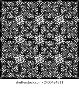 Figures from lines.Black pattern on white wallpaper for web page, textures, card, poster, fabric, textile. Abstract background.Repeating background image.White texture. Lines form shapes.