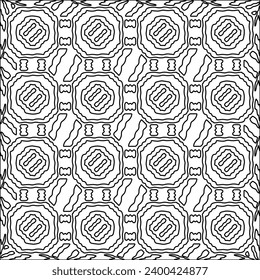 Figures from lines.Black pattern on white wallpaper for web page, textures, card, poster, fabric, textile. Abstract background.Repeating background image.White texture. Lines form shapes.