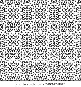 Figures from lines.Black pattern on white wallpaper for web page, textures, card, poster, fabric, textile. Abstract background.Repeating background image.White texture. Lines form shapes.