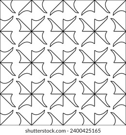 Figures from lines.Black pattern on white wallpaper for web page, textures, card, poster, fabric, textile. Abstract background.Repeating background image.White texture. Lines form shapes.