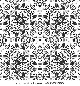 Figures from lines.Black pattern on white wallpaper for web page, textures, card, poster, fabric, textile. Abstract background.Repeating background image.White texture. Lines form shapes.