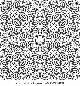 Figures from lines.Black pattern on white wallpaper for web page, textures, card, poster, fabric, textile. Abstract background.Repeating background image.White texture. Lines form shapes.