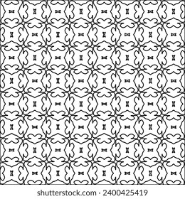 Figures from lines.Black pattern on white wallpaper for web page, textures, card, poster, fabric, textile. Abstract background.Repeating background image.White texture. Lines form shapes.