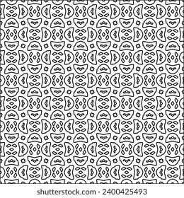 Figures from lines.Black pattern on white wallpaper for web page, textures, card, poster, fabric, textile. Abstract background.Repeating background image.White texture. Lines form shapes.