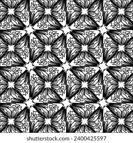 Figures from lines.Black pattern on white wallpaper for web page, textures, card, poster, fabric, textile. Abstract background.Repeating background image.White texture. Lines form shapes.