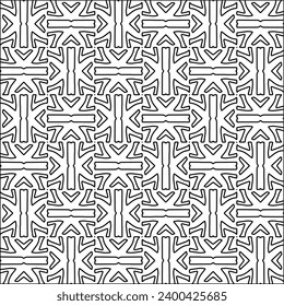 Figures from lines.Black pattern on white wallpaper for web page, textures, card, poster, fabric, textile. Abstract background.Repeating background image.White texture. Lines form shapes.