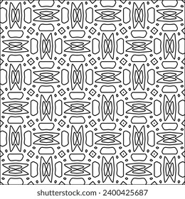 Figures from lines.Black pattern on white wallpaper for web page, textures, card, poster, fabric, textile. Abstract background.Repeating background image.White texture. Lines form shapes.