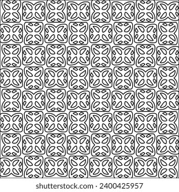 Figures from lines.Black pattern on white wallpaper for web page, textures, card, poster, fabric, textile. Abstract background.Repeating background image.White texture. Lines form shapes.