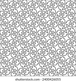Figures from lines.Black pattern on white wallpaper for web page, textures, card, poster, fabric, textile. Abstract background.Repeating background image.White texture. Lines form shapes.