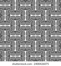 Figures from lines.Black pattern on white wallpaper for web page, textures, card, poster, fabric, textile. Abstract background.Repeating background image.White texture. Lines form shapes.