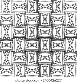 Figures from lines.Black pattern on white wallpaper for web page, textures, card, poster, fabric, textile. Abstract background.Repeating background image.White texture. Lines form shapes.