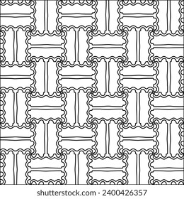 Figures from lines.Black pattern on white wallpaper for web page, textures, card, poster, fabric, textile. Abstract background.Repeating background image.White texture. Lines form shapes.