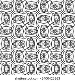 Figures from lines.Black pattern on white wallpaper for web page, textures, card, poster, fabric, textile. Abstract background.Repeating background image.White texture. Lines form shapes.