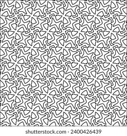 Figures from lines.Black pattern on white wallpaper for web page, textures, card, poster, fabric, textile. Abstract background.Repeating background image.White texture. Lines form shapes.