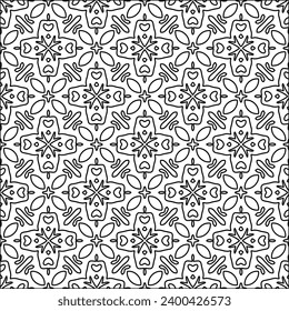 Figures from lines.Black pattern on white wallpaper for web page, textures, card, poster, fabric, textile. Abstract background.Repeating background image.White texture. Lines form shapes.
