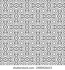 Figures from lines.Black pattern on white wallpaper for web page, textures, card, poster, fabric, textile. Abstract background.Repeating background image.White texture. Lines form shapes.