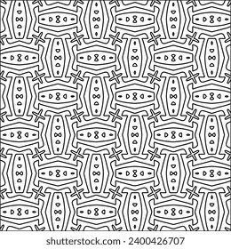 Figures from lines.Black pattern on white wallpaper for web page, textures, card, poster, fabric, textile. Abstract background.Repeating background image.White texture. Lines form shapes.