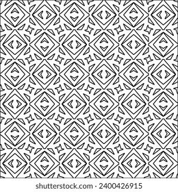 Figures from lines.Black pattern on white wallpaper for web page, textures, card, poster, fabric, textile. Abstract background.Repeating background image.White texture. Lines form shapes.