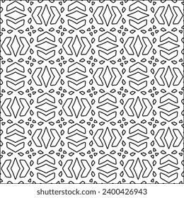 Figures from lines.Black pattern on white wallpaper for web page, textures, card, poster, fabric, textile. Abstract background.Repeating background image.White texture. Lines form shapes.