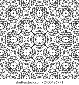 Figures from lines.Black pattern on white wallpaper for web page, textures, card, poster, fabric, textile. Abstract background.Repeating background image.White texture. Lines form shapes.