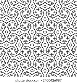 Figures from lines.Black pattern on white wallpaper for web page, textures, card, poster, fabric, textile. Abstract background.Repeating background image.White texture. Lines form shapes.