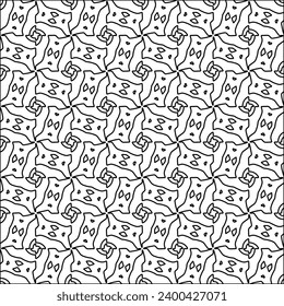 Figures from lines.Black pattern on white wallpaper for web page, textures, card, poster, fabric, textile. Abstract background.Repeating background image.White texture. Lines form shapes.