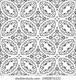 Figures from lines.Black pattern on white wallpaper for web page, textures, card, poster, fabric, textile. Abstract background.Repeating background image.White texture. Lines form shapes.