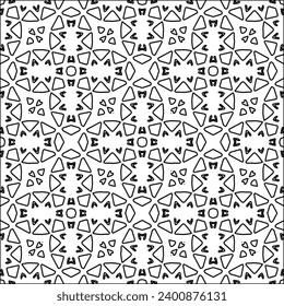 Figures from lines.Black pattern on white wallpaper for web page, textures, card, poster, fabric, textile. Abstract background.Repeating background image.White texture. Lines form shapes.