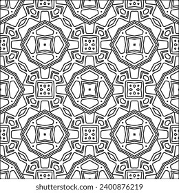 Figures from lines.Black pattern on white wallpaper for web page, textures, card, poster, fabric, textile. Abstract background.Repeating background image.White texture. Lines form shapes.