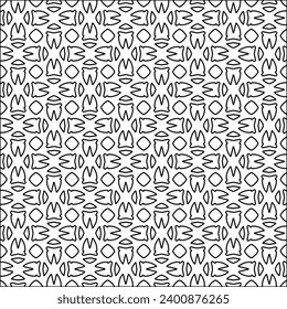 Figures from lines.Black pattern on white wallpaper for web page, textures, card, poster, fabric, textile. Abstract background.Repeating background image.White texture. Lines form shapes.