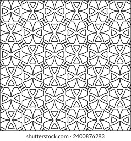 Figures from lines.Black pattern on white wallpaper for web page, textures, card, poster, fabric, textile. Abstract background.Repeating background image.White texture. Lines form shapes.