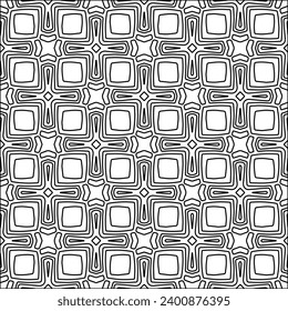 Figures from lines.Black pattern on white wallpaper for web page, textures, card, poster, fabric, textile. Abstract background.Repeating background image.White texture. Lines form shapes.