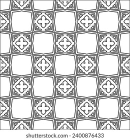 Figures from lines.Black pattern on white wallpaper for web page, textures, card, poster, fabric, textile. Abstract background.Repeating background image.White texture. Lines form shapes.