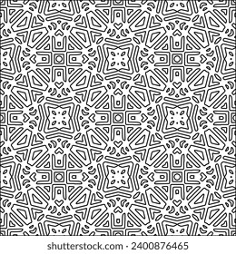 Figures from lines.Black pattern on white wallpaper for web page, textures, card, poster, fabric, textile. Abstract background.Repeating background image.White texture. Lines form shapes.