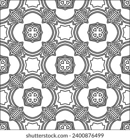 Figures from lines.Black pattern on white wallpaper for web page, textures, card, poster, fabric, textile. Abstract background.Repeating background image.White texture. Lines form shapes.